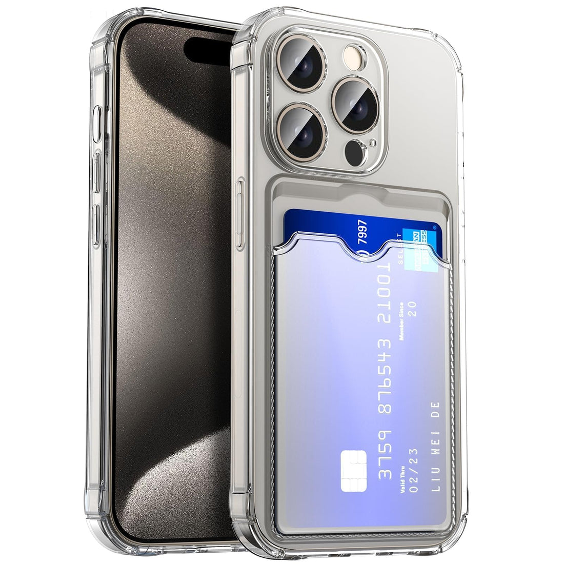 Dl3 Mobilak iPhone 11 Pro Max 6.5-Inch Case Clear Card Holder Back Wallet Crystal Transparent Soft TPU Shockproof Bumper Corner Drop Protection Phone Case Cover With Camera Lens Protection