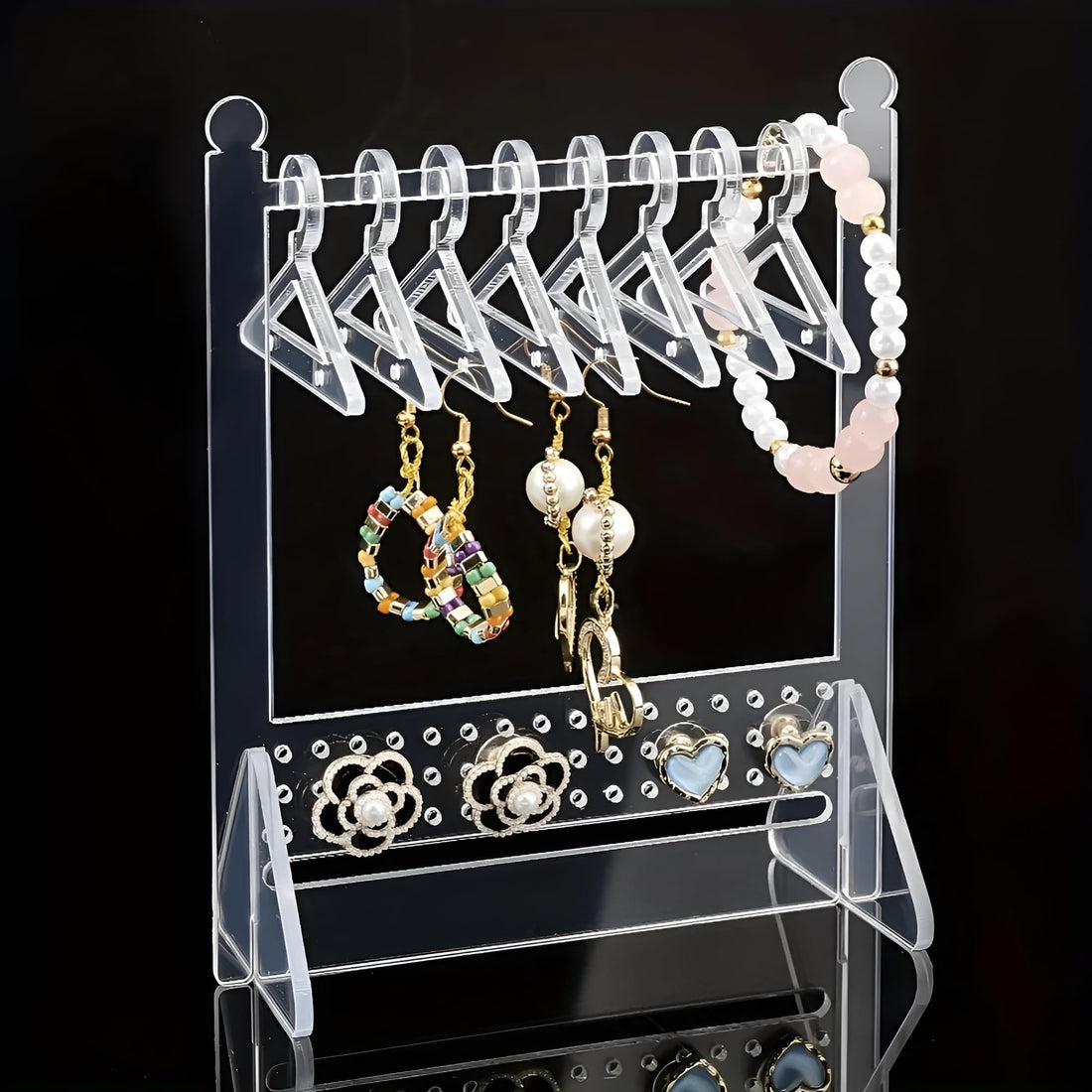Plan A Clear Acrylic Earring Holder Clothes Hanger Display Organizer Stand (Shape 3)