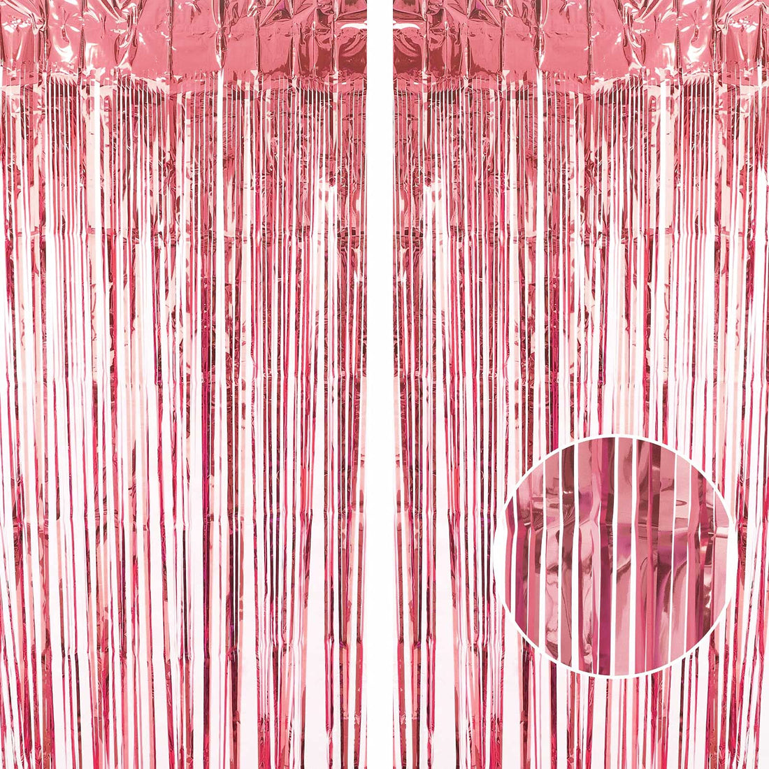 Xinzistar Glitter Glod Tinsel Curtains 2 pcs 3.2X8.2ft Foil Curtain Backdrop for Birthday Graduation Wedding Engagement Bridal Shower Bachelorette Holiday Gold Party Decorations(rose gold)
