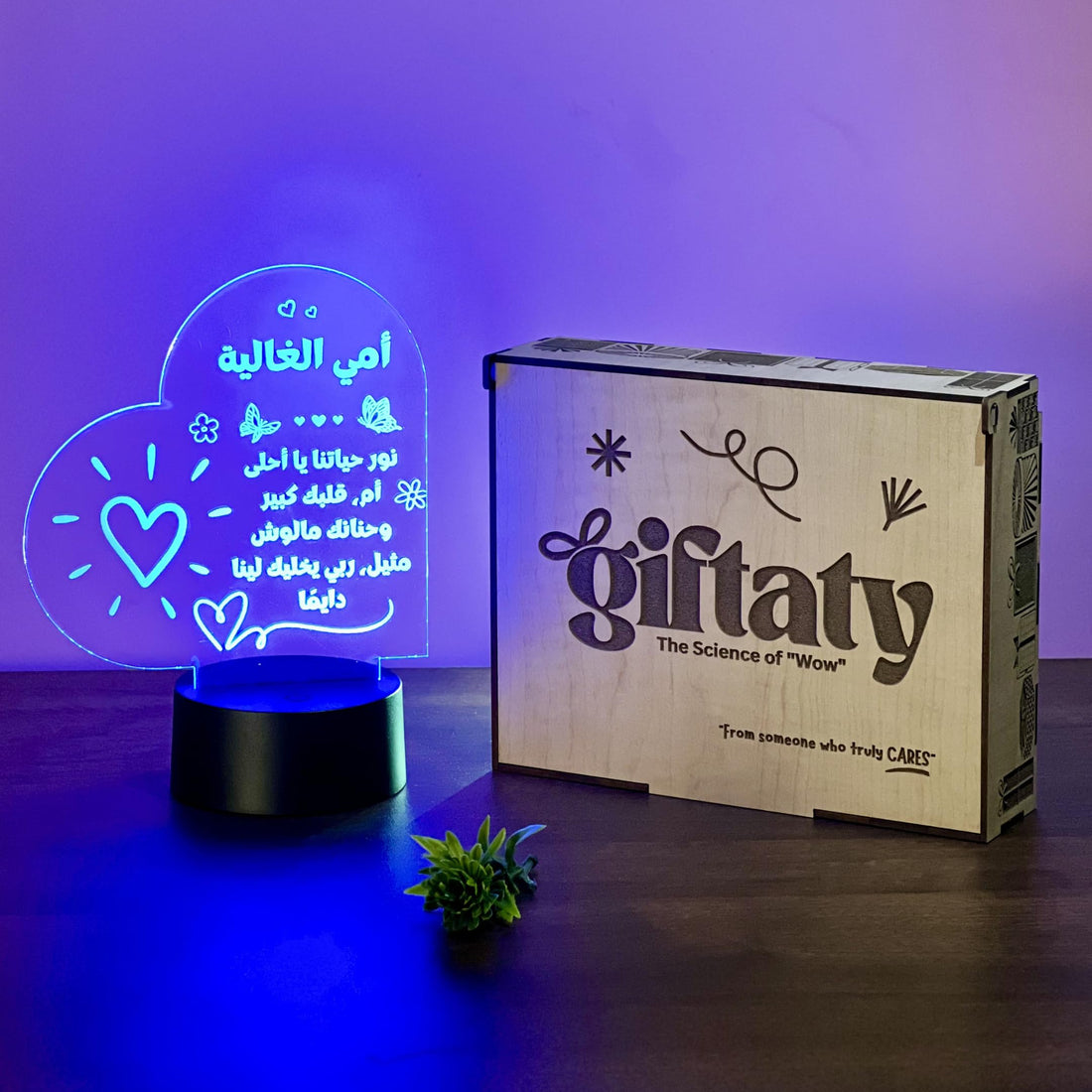 Acrylic Night Light USB Lamp, Gifts for Mother, Father, Wife, Husband, Girl, Man, Sister, Friend, Teacher, Doughter, Kids - Gift Box Ready to Gift for All Occasions (Mother Gift In Arabic)