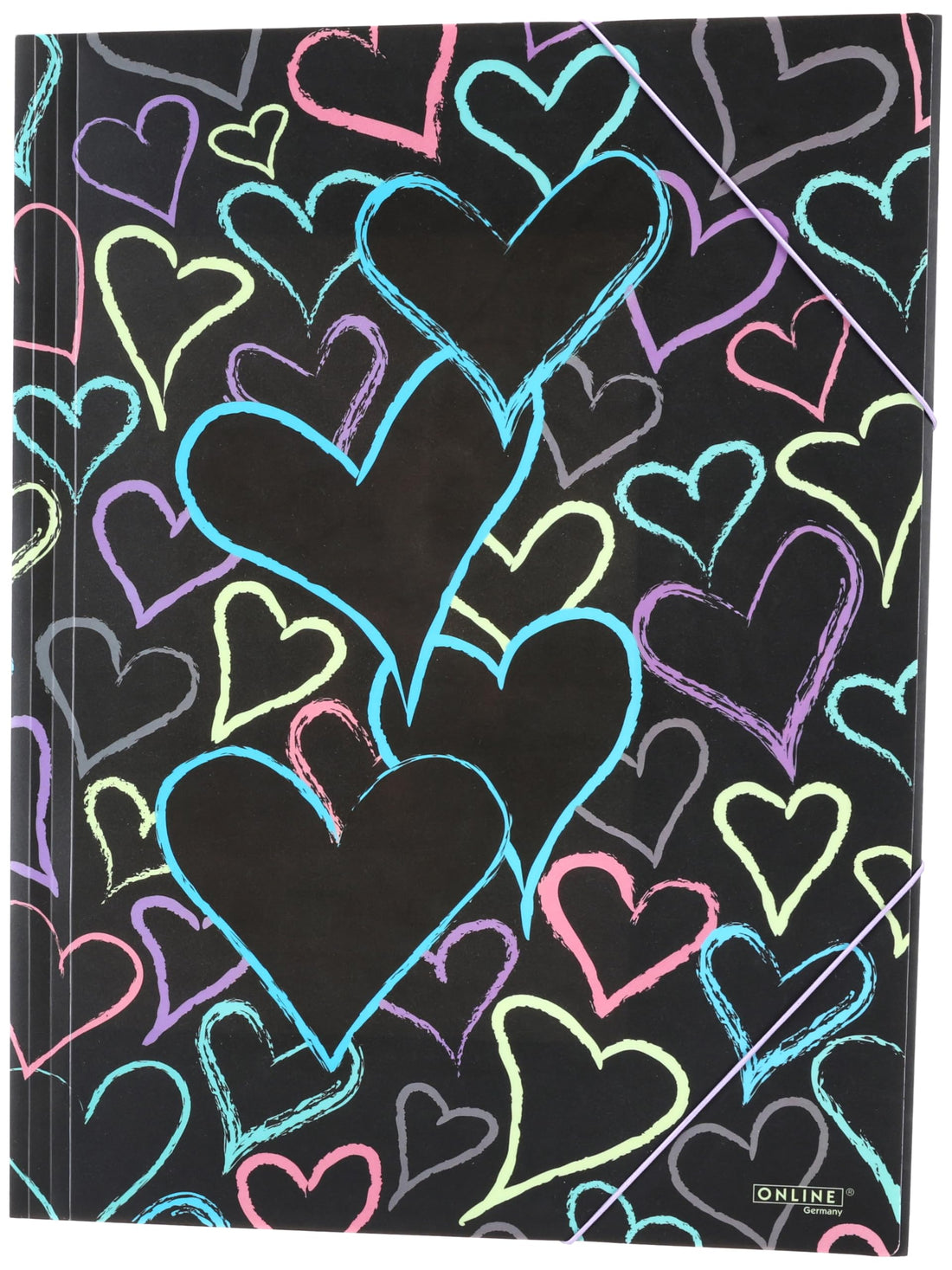 Online Schreibgeräte A3 plastic folder, with elastic, Smoothies A3, trendy design, with fold to adapt to the volume of the documents and elastic band for closing