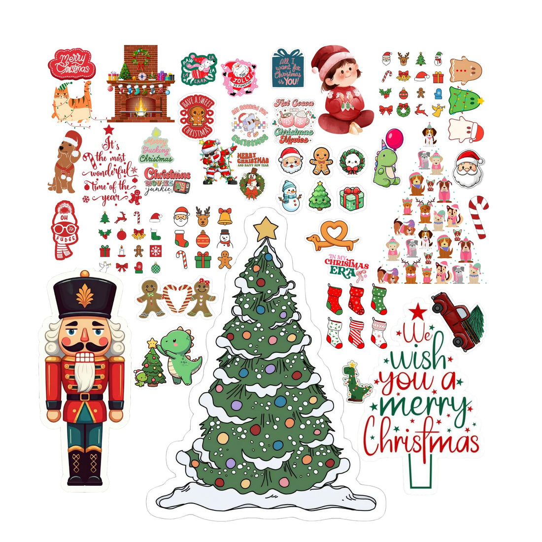 Scentiment Christmas Wall Stickers – Waterproof Holiday Decals with Santa, Tree, Cute Characters – Removable Window & Decor for Kids Rooms, Living Rooms & Parties