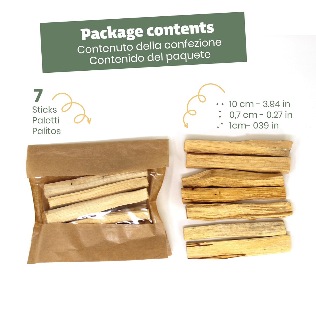 NIRDOSH - Palo Santo Incense Sticks PALITO from Ecuador - 7 Wood Sticks 3.94in - Original and Natural Incense Sticks of Palo Santo Wood for Yoga and Meditation - Bursera Graveolens