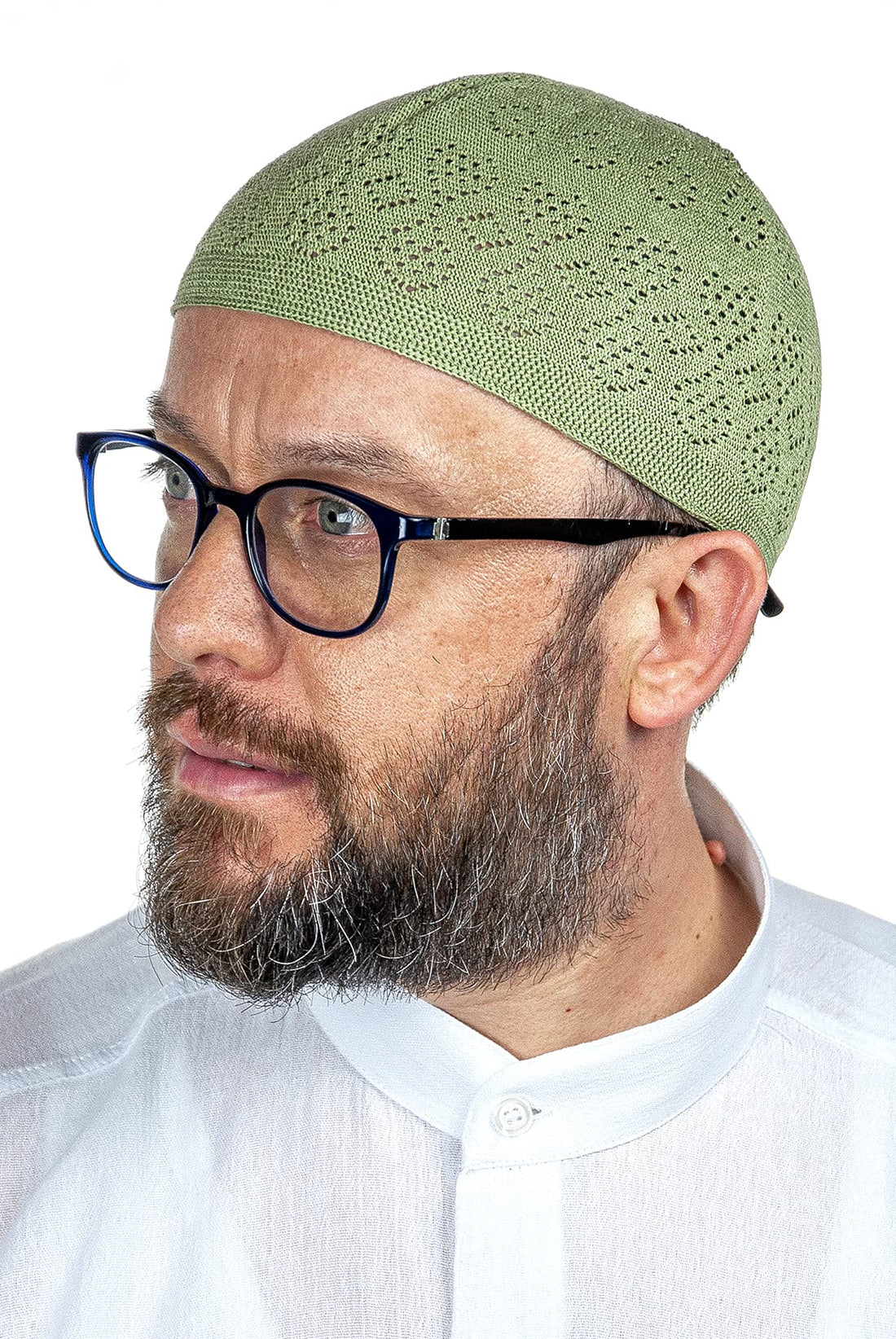 ihvan online Turkish Muslim Knitting Kufi Hats for Men, Taqiya, Takke, Peci, Islamic Caps, Islamic Gifts, Standart Size, Pistachio Green