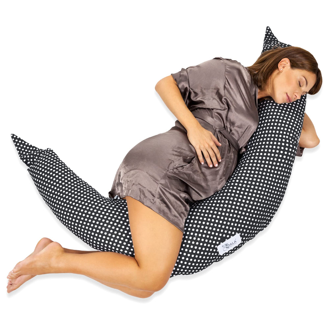 Moro Moro 3 Maternity Nursing V Pillow For Sleeping And Breastfeeding Khugs (Khugs, Black - White Polka Dots)