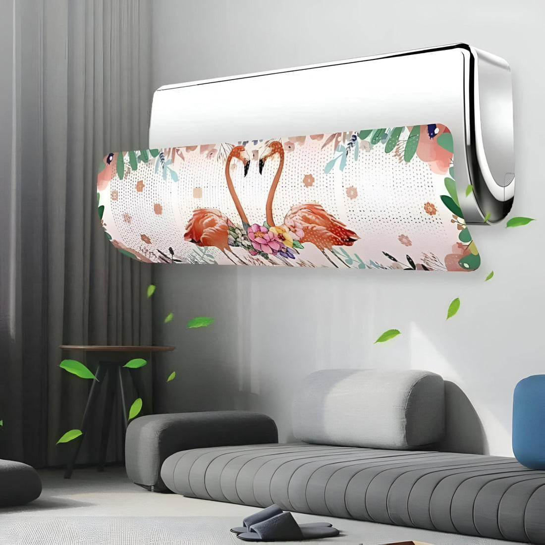 Air Conditioner Wind Deflector with Flamingo Design - Wall Mount, Adjustable 180-Degree Tilt, Anti-Condensation, Lightweight for Efficient Airflow Control