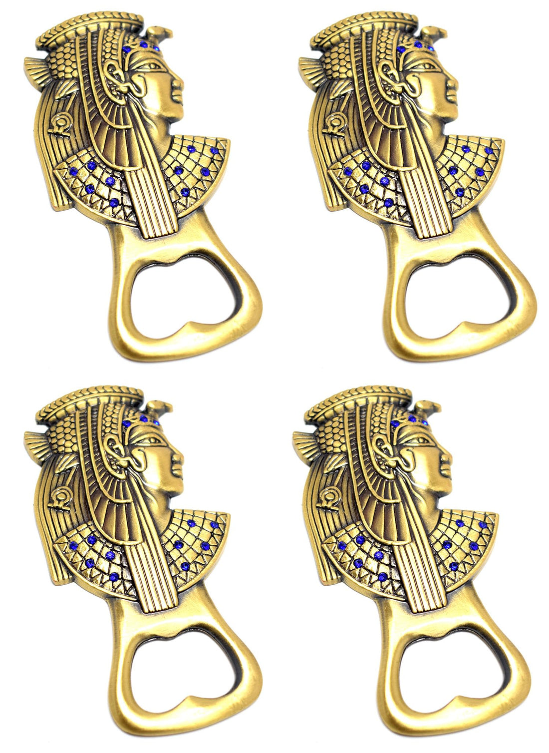 4 pieces of Immatgar Pharaonic Fridge Magnet with bottle opener - Egyptian Souvenir Ancient Egypt Décor Ornament - from Metal (Cleopatra - Burnt Yellow)