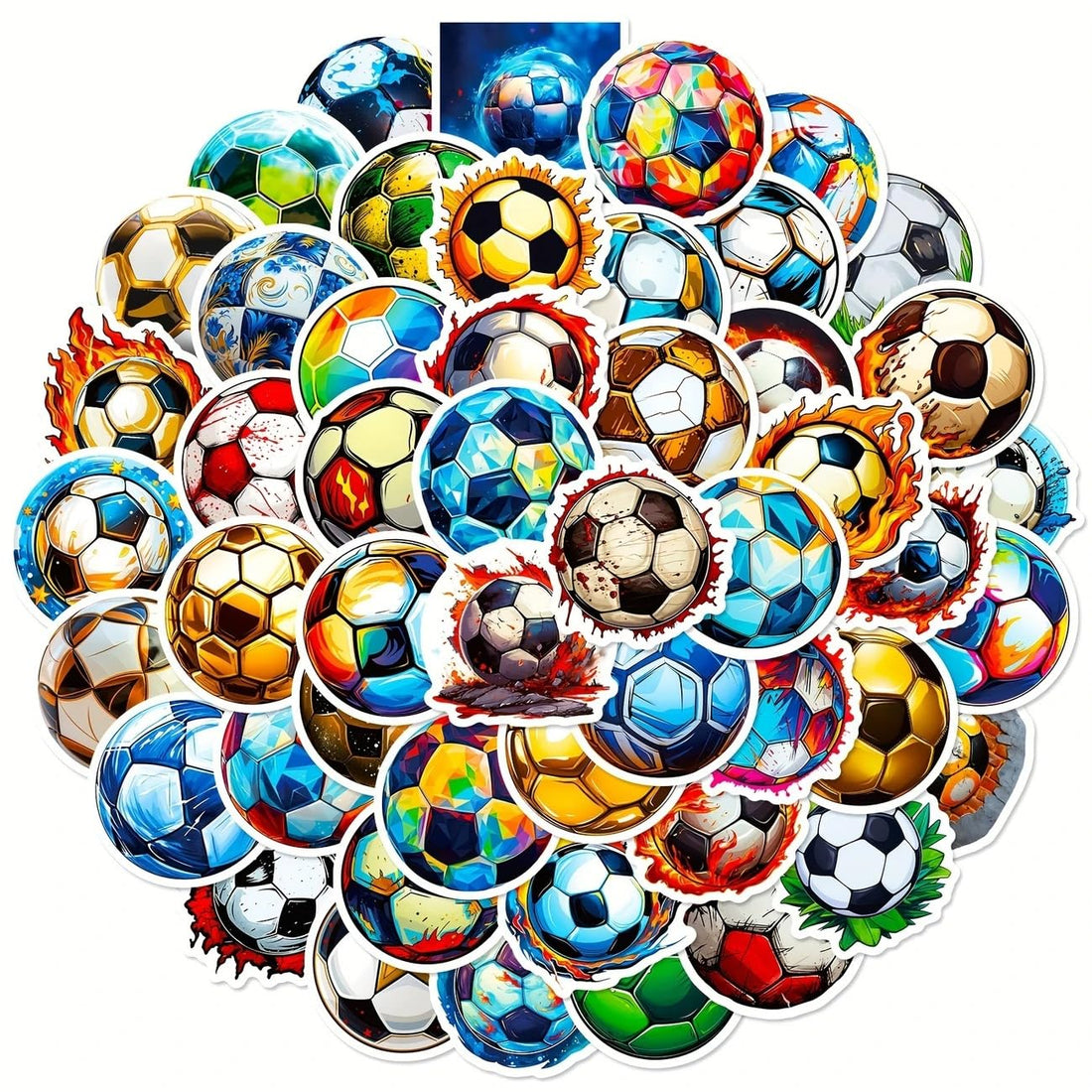 50 High Quality Waterproof Soccer Stickers – For Boys, Kids, Adults