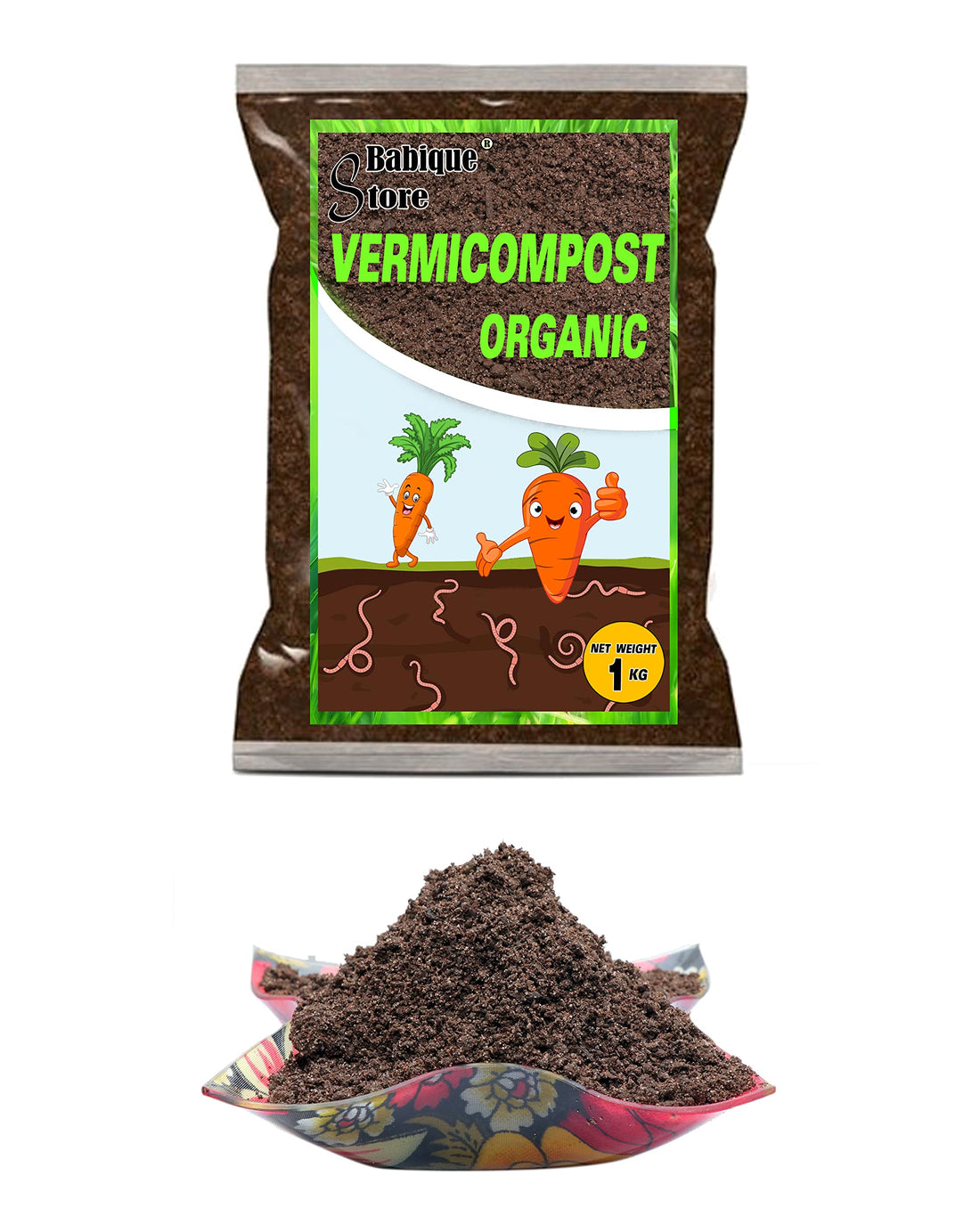 Babique VermiCompost Manure Organic Fertilizers 100% Natural for Plants & Home Gardening (1 Kg)