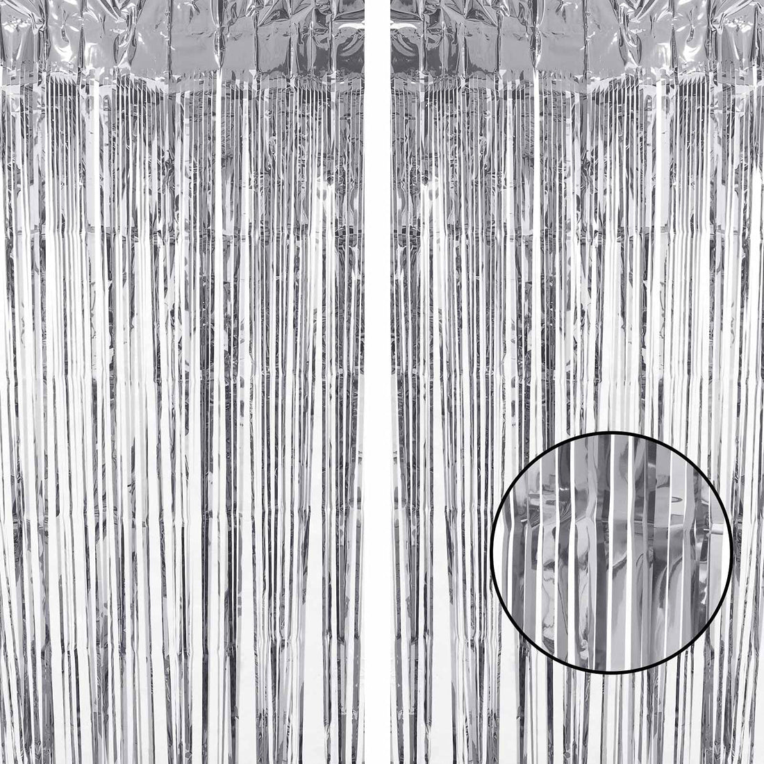 Xinzistar Glitter Glod Tinsel Curtains 2 pcs 3.2X8.2ft Foil Curtain Backdrop for Birthday Graduation Wedding Engagement Bridal Shower Bachelorette Holiday Gold Party Decorations(silver)