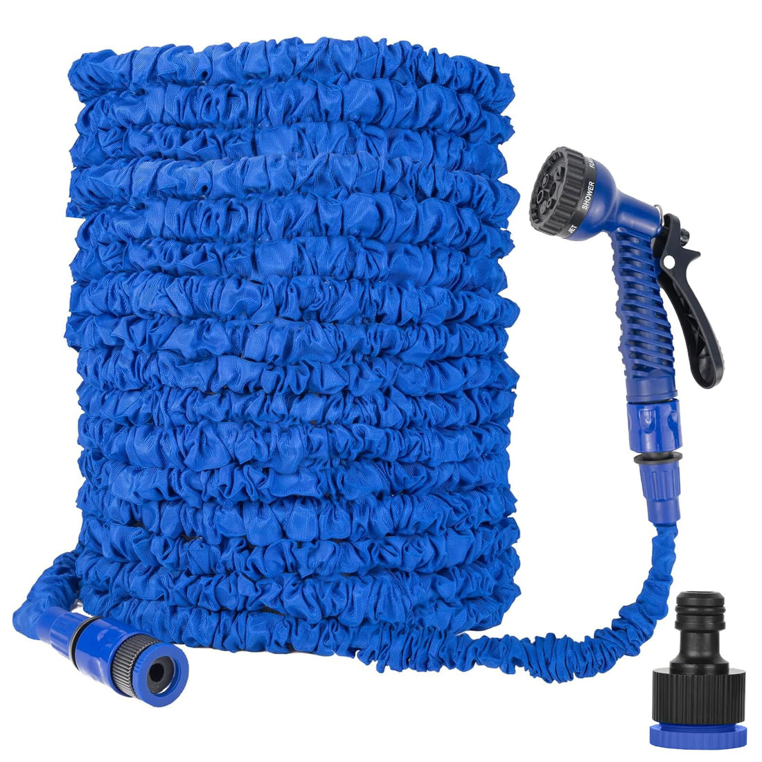 Bodyplus Expandable Garden Hose Pipe 100FT – Anti-Kink Flexible Water Hose Pipe with 7-Function Spray Gun, Fits 1/2" & 3/4" – Ideal for Garden, Car Wash & Patio Use (Blue, 100ft / 30m)
