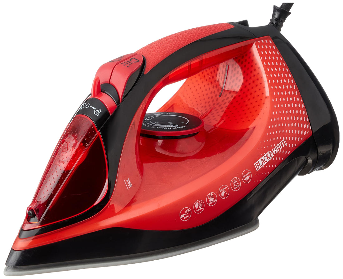 Black & White Steam Iron SI-2300, Unpaste Base, 10 Sec To Heat, Cleaning While Ironing, Heat Control, 2200 Watt, Black (International Warranty)