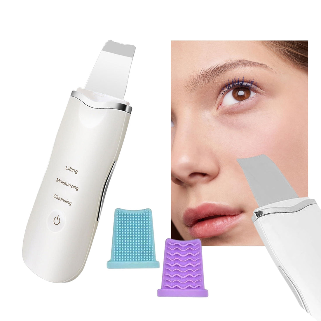 Skin Cleanser - Ultrasonic Exfoliator White Silicone Pen 3 Modes Lifting Moisturizing Cleansing Effective Blackhead Remover Facial Deep Cleansing Device for Bright Skin