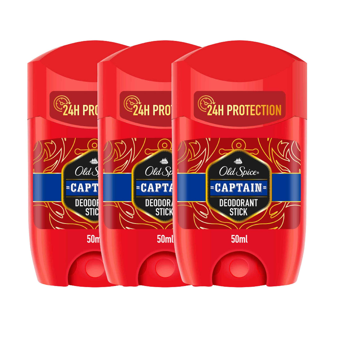 Old Spice Captain Deodorant Stick For Men, 3 x 50 ml