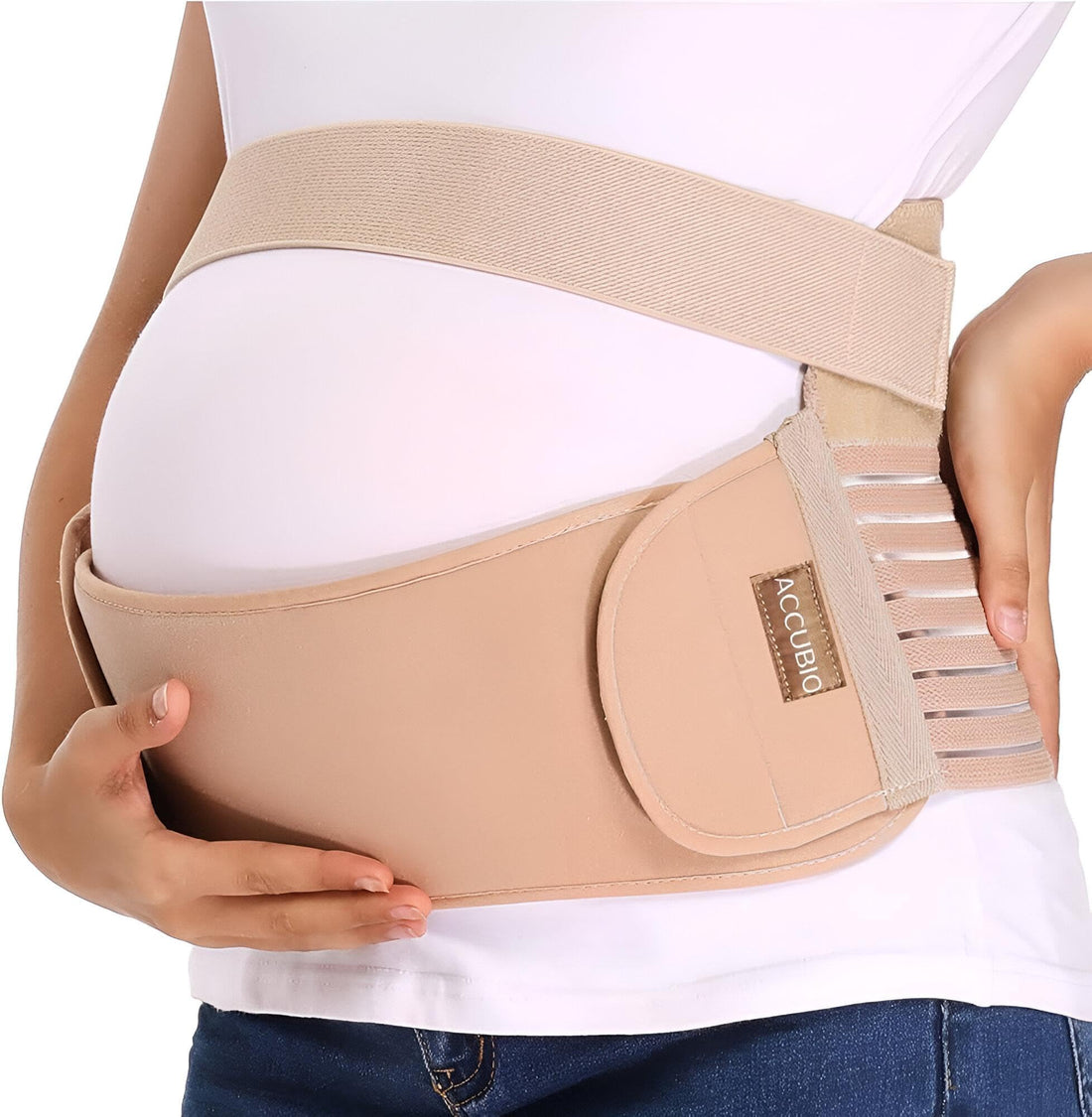 Comfortable Maternity Band - 4 in 1 Supportive Belt Designed to Assist Pregnant Women and New Mothers with Back Pain Management (M-XXL) (Beige)