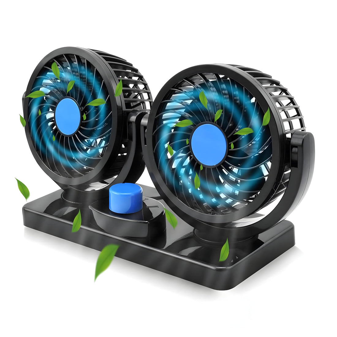 Powerful Ventilation and Comfort with Dual Head Automatic Cooling Fan for Cars, Offices, Home - USB Powered - Stay Cool During Power Outages, Now at Al-Israa