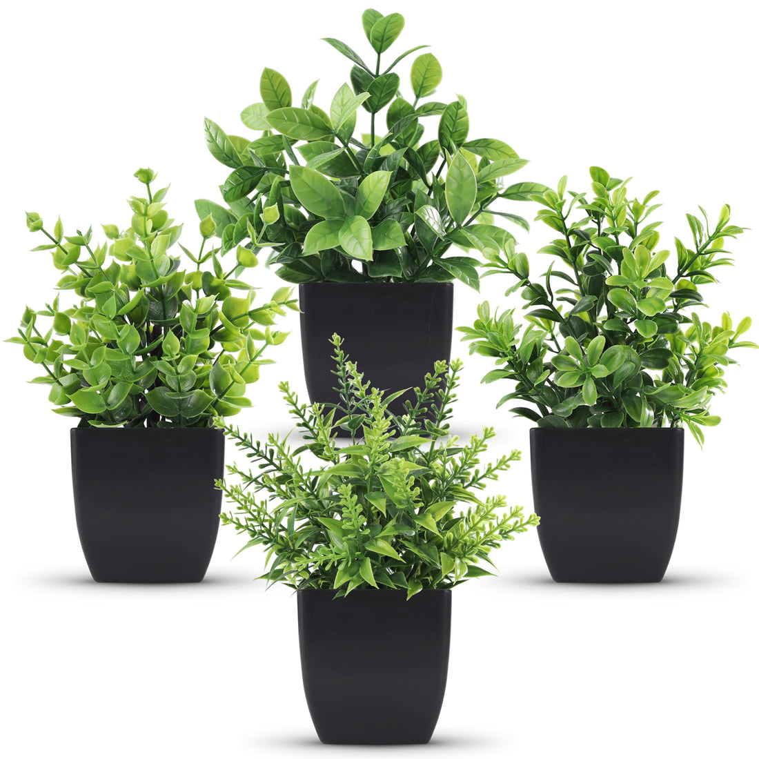 Der Rose Set of 4 Pack Small Fake Plants Mini Artificial Faux Plants Indoor for Bathroom Farmhouse Room Table Decor
