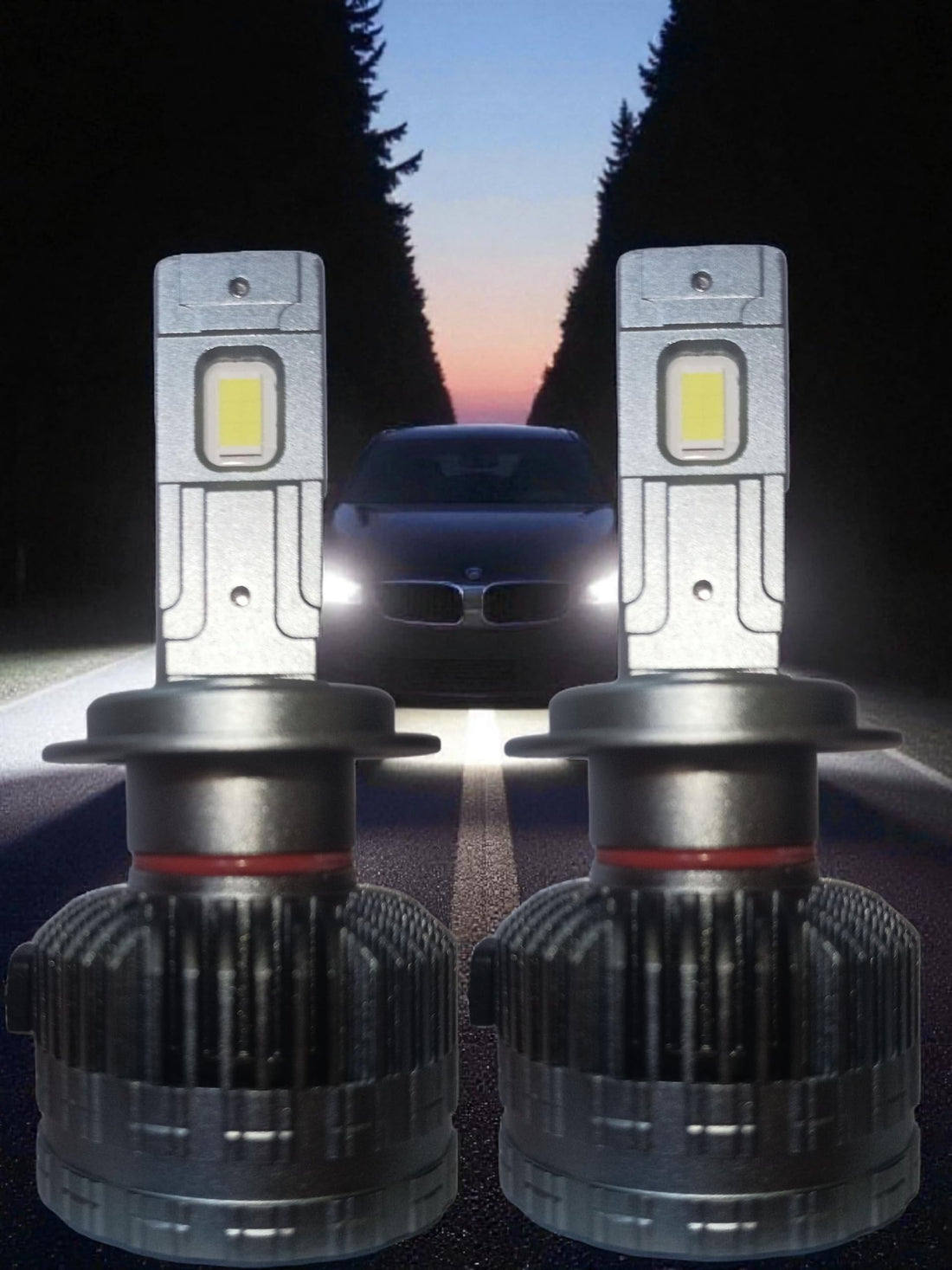 Premium LED Headlight Bulbs, 75W 6500K, 75000LM, Turbo Cooling Fan, IP68 Waterproof, Universal Car Compatibility, H1 H3 H4 H7 H8 H9 H11 9005 9006 880 881 (H8)