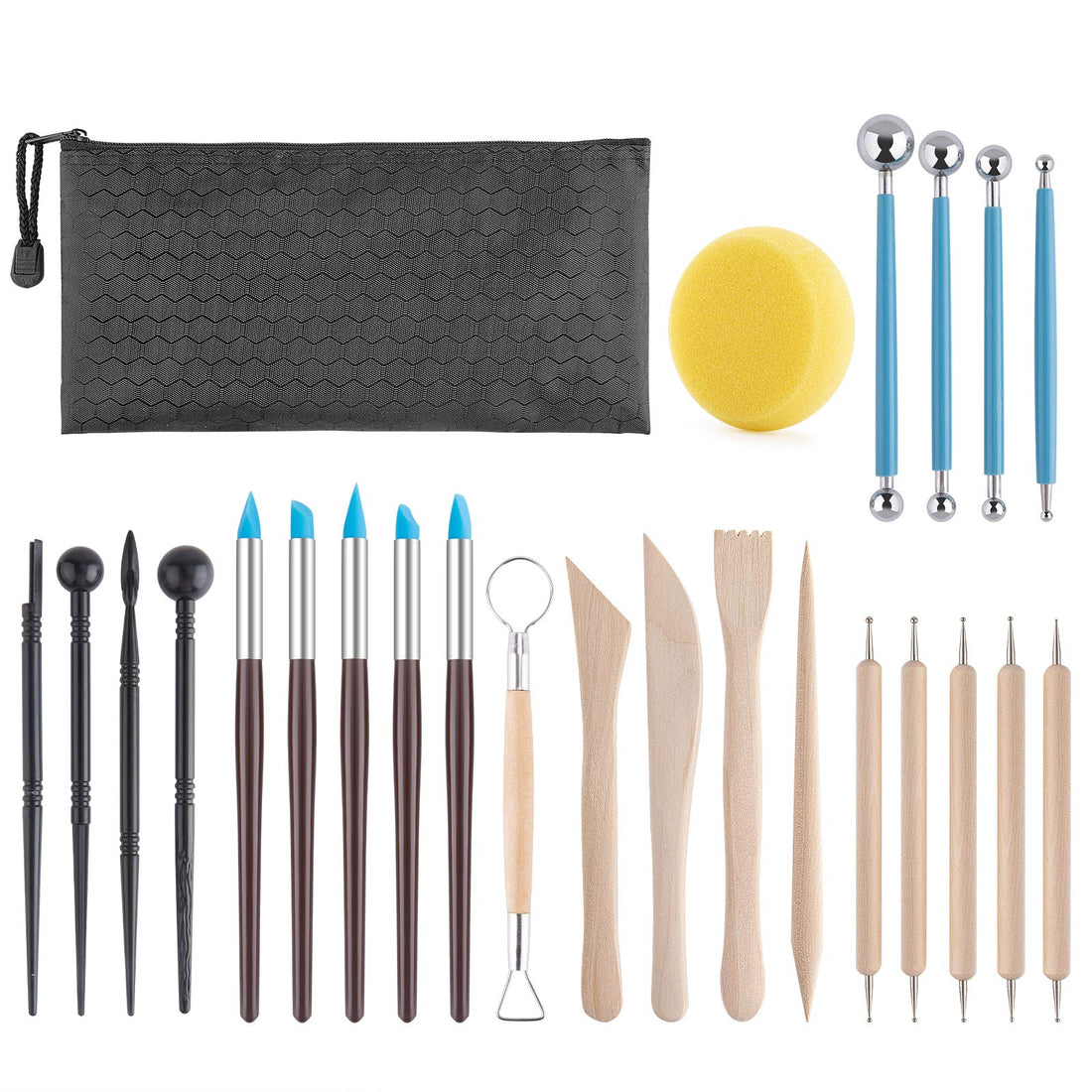 Luney Clay Tools Kit, 25 PCS Air Dry Clay Modeling Tools Set for Adults, Ceramics Polymer Clay Sculpting Pottery Tools Kit, Pottery Craft, Dotting, Baking, Carving, Drawing, Molding, Modeling, Shaping
