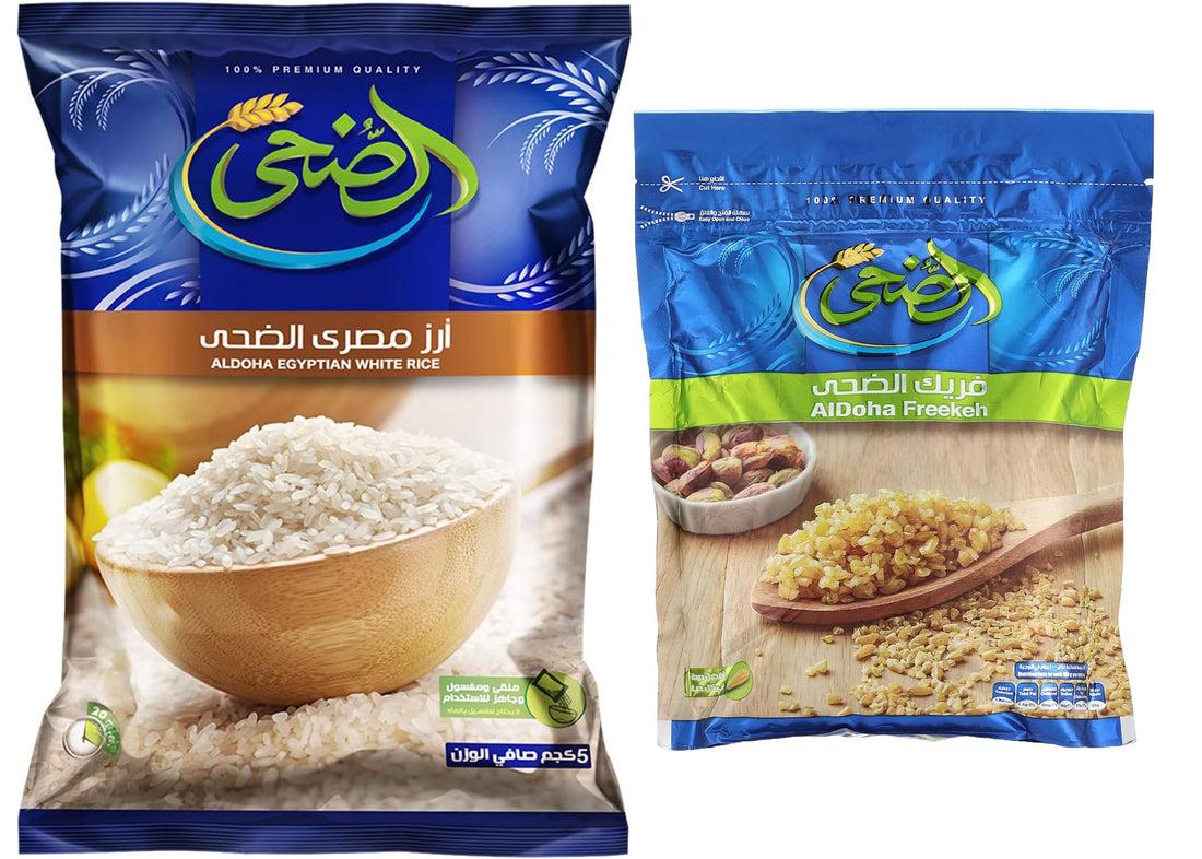 Al Doha Egyptian Rice Bag, 5 kg (Pack of 1) AND Al doha freekeh - 500 grams