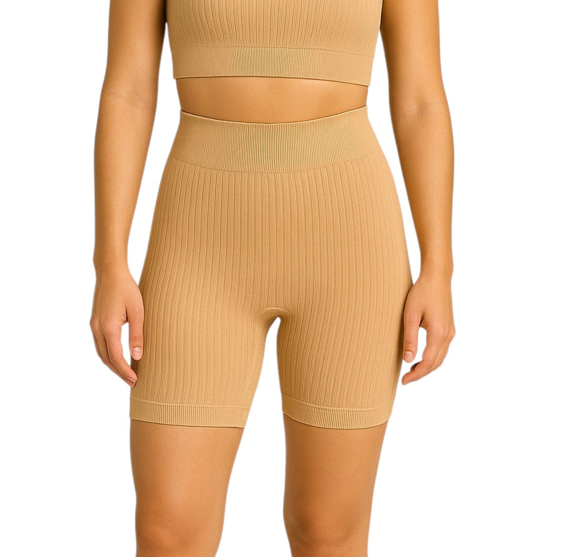 MIZA Womens High Waist Rib Seamless Shorts - Perfect for Yoga, Gym, Running and Casual Wear for Girls and Women