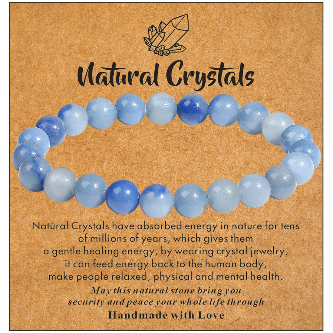 MAIBAOTA Healing Crystal Bracelet for Women Men, 8/4 mm Natural Stone Beaded Bracelets, Jewelry Birthday Gifts, Round Gemstones Stretch Bracelets