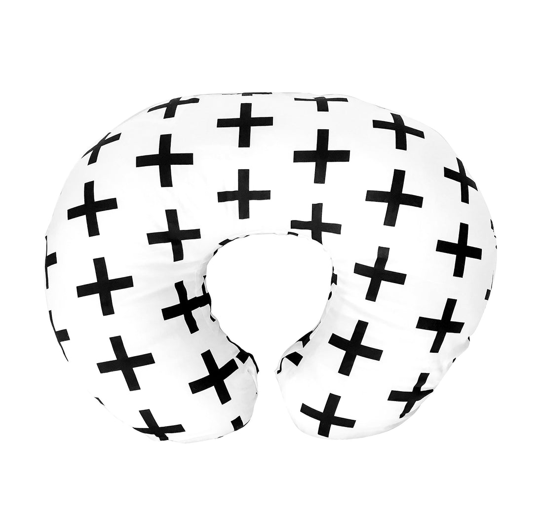 Moro Moro 3 Premium Quality Nursing Pillow Cover Nordic Swiss Black Cross Unisex Design Slipcover - 100% Cotton Hypoallergenic - Great For Breastfeeding Mothers - Fits Boppy Pillow