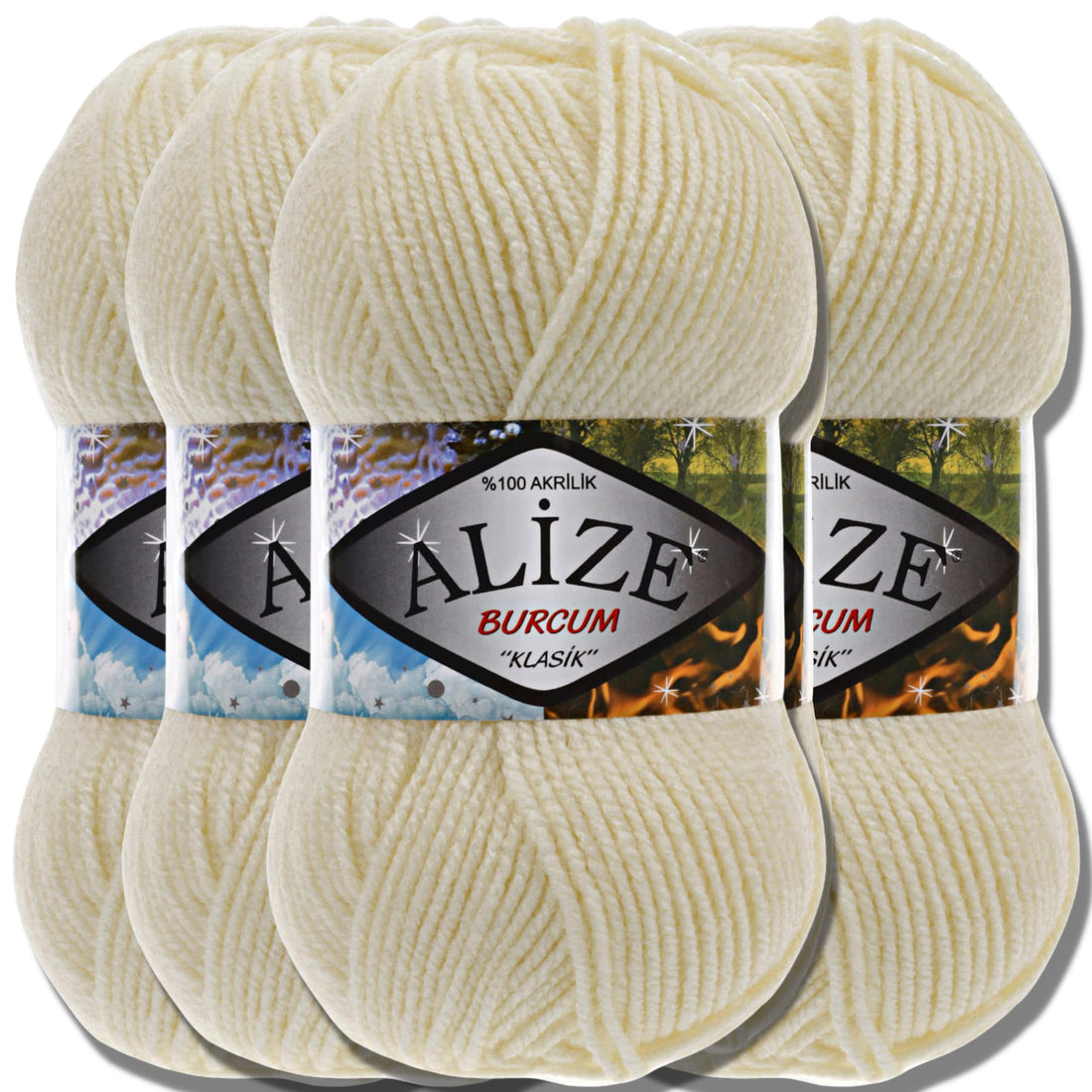 Hobby YARN Alize 5 x 100 g Burcum Classic Turkish Premium Wool 100% Acrylic Hand Knitting Yarn Plain Yarn Baby Wool Knitting Yarn Crochet Knitting (Cream 1)