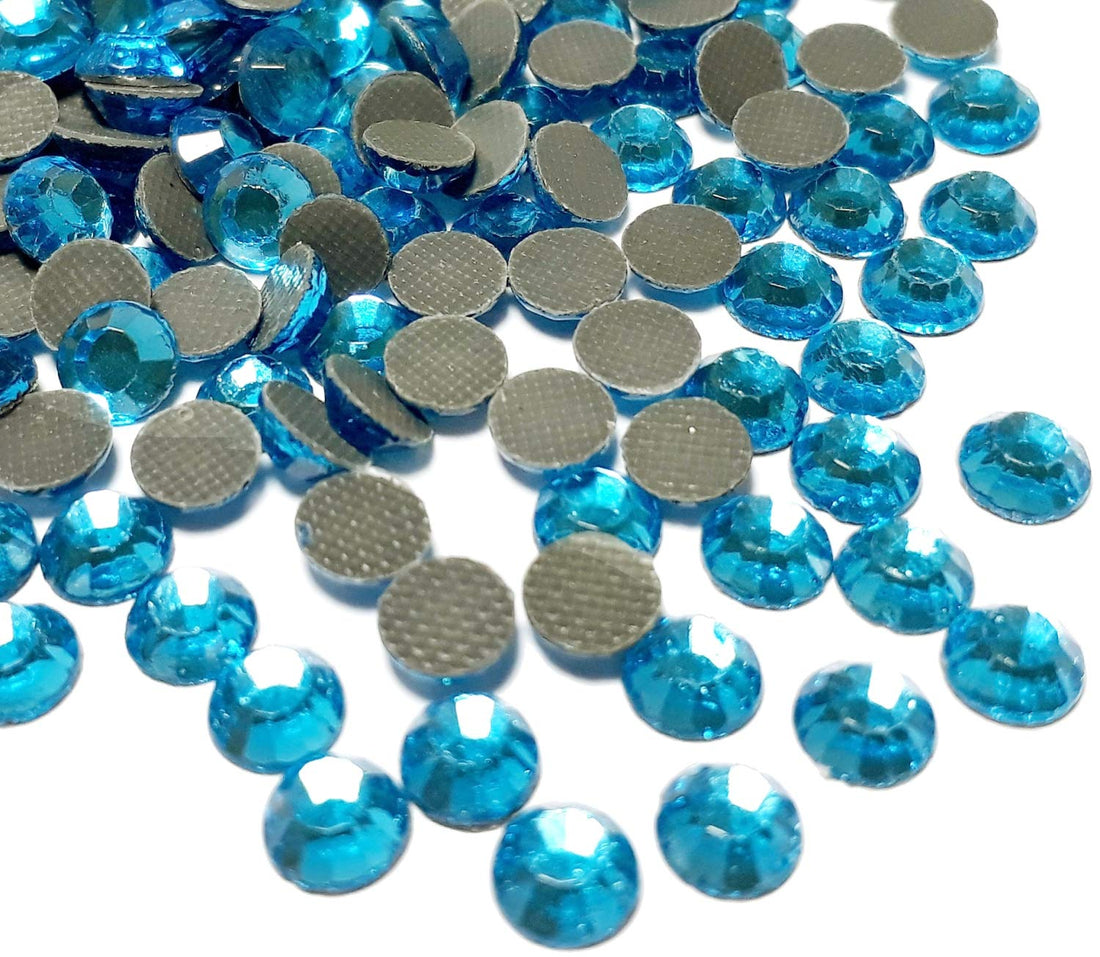 Perlin - Hotfix rhinestones, 3 mm SS10, 7200 pieces, aquamarine blue, AAA quality, iron-on rhinestones, self-adhesive glass rhinestone beads 487