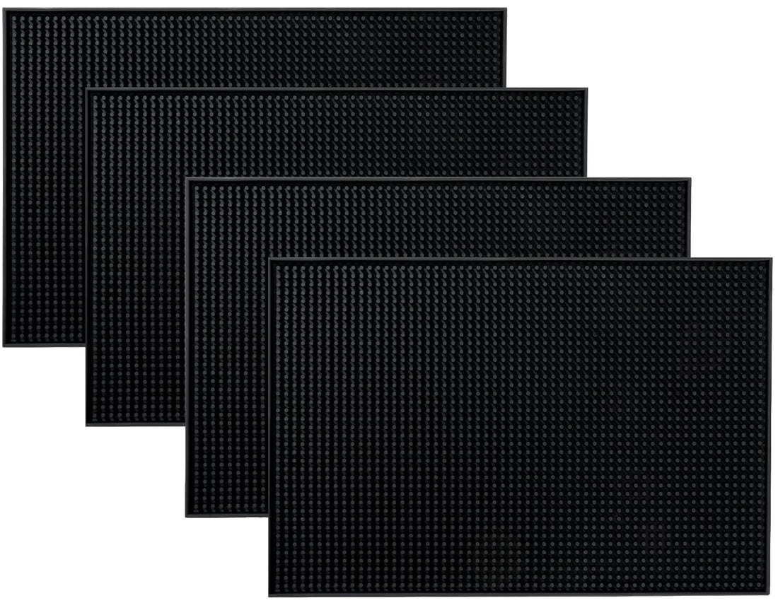 (Set of 4) Premium Rubber Bar Mat 45x30cm Service Mat,Countertop (Black)