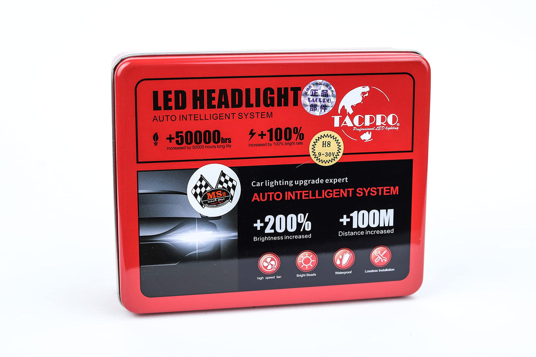 Tac pro led lights for car,headlight & taillight, original (h 8), fog light bulb,suitable for many cars - mitsubishi, red