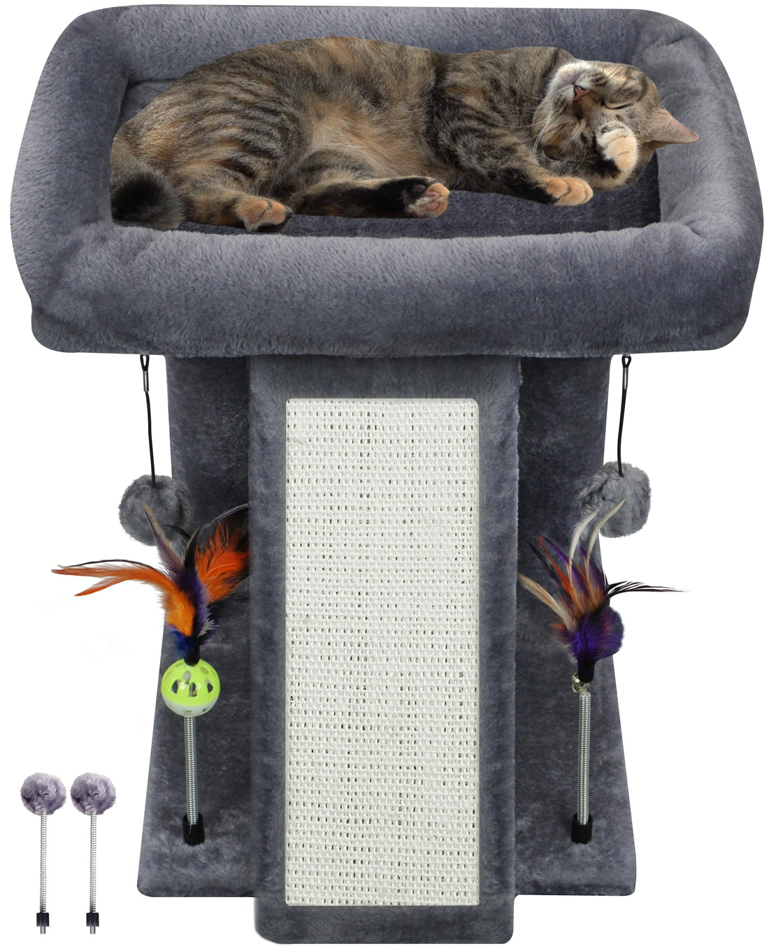 TWDEPART Cat Tree Cat Tower with Cat Scratching Post for Indoor Cats,Activity Centre Climbing Tree Cat Furniture with Playful Toy Balls,Grey