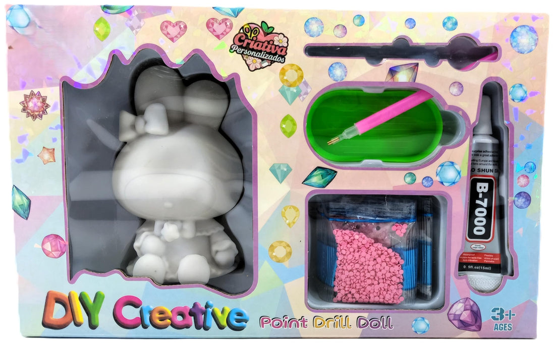 DIY Creative Point Drill Doll Craft Kit for Ages 3-12, Plastic Diamond Painting Unicorn Figure with Toy Accessories