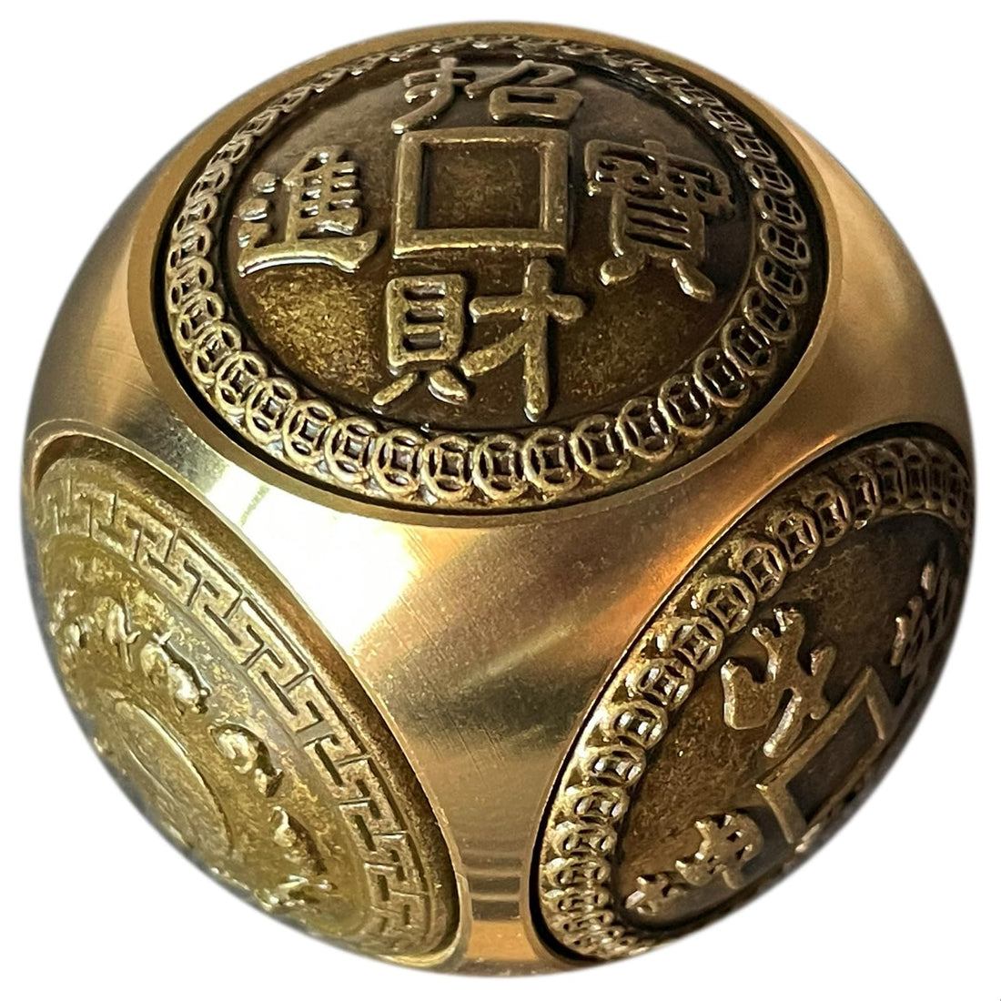MySouqEg | Briskfeel Brass Lucky Ball 6 Sides Rotatable Feng Shui Ornament Wealth Statue Treasure Ball Fengshui Sculpture Chinese Traditional Home Decor (G1 Large Lucky Ball)