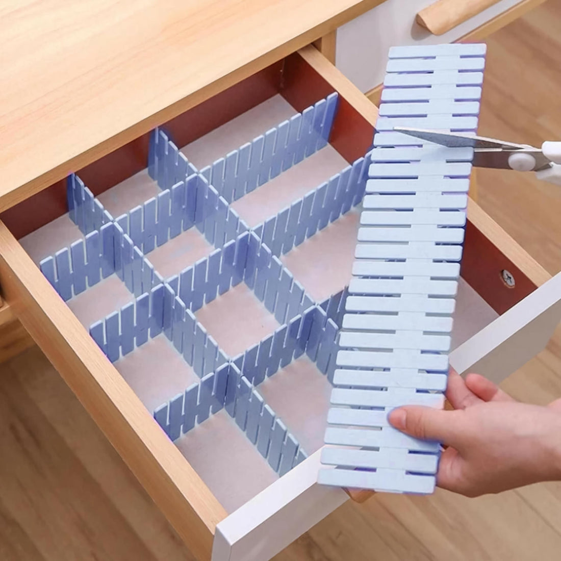 Drawer organizer to organize makeup, accessories, socks, and underwear (Light Blue, 12 Pices)