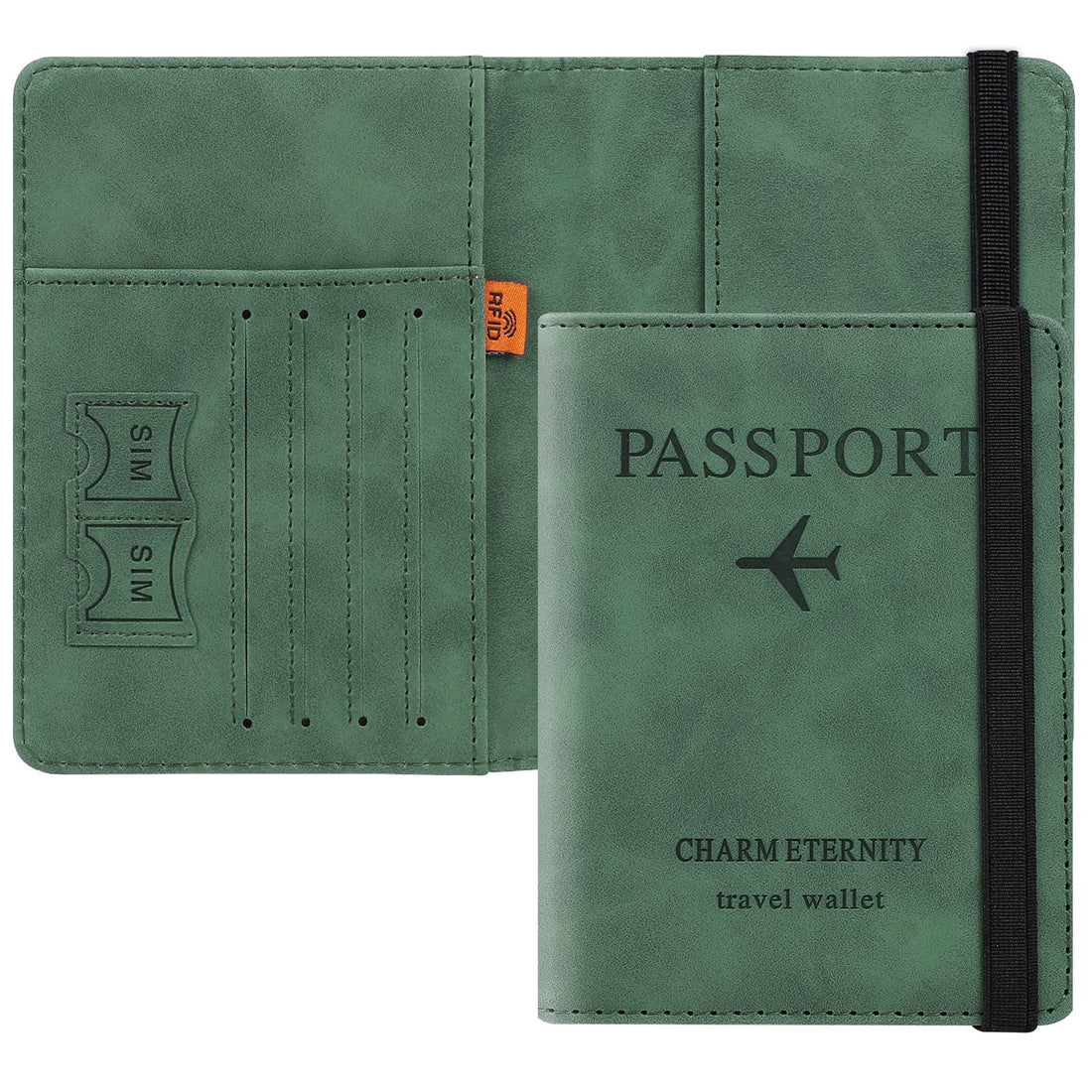 Passport Holder Wallet Cover Case, Passport Case with RFID Blocking, PU Leather Travel Document Holder for Men&Women Travel Accessories (Green)