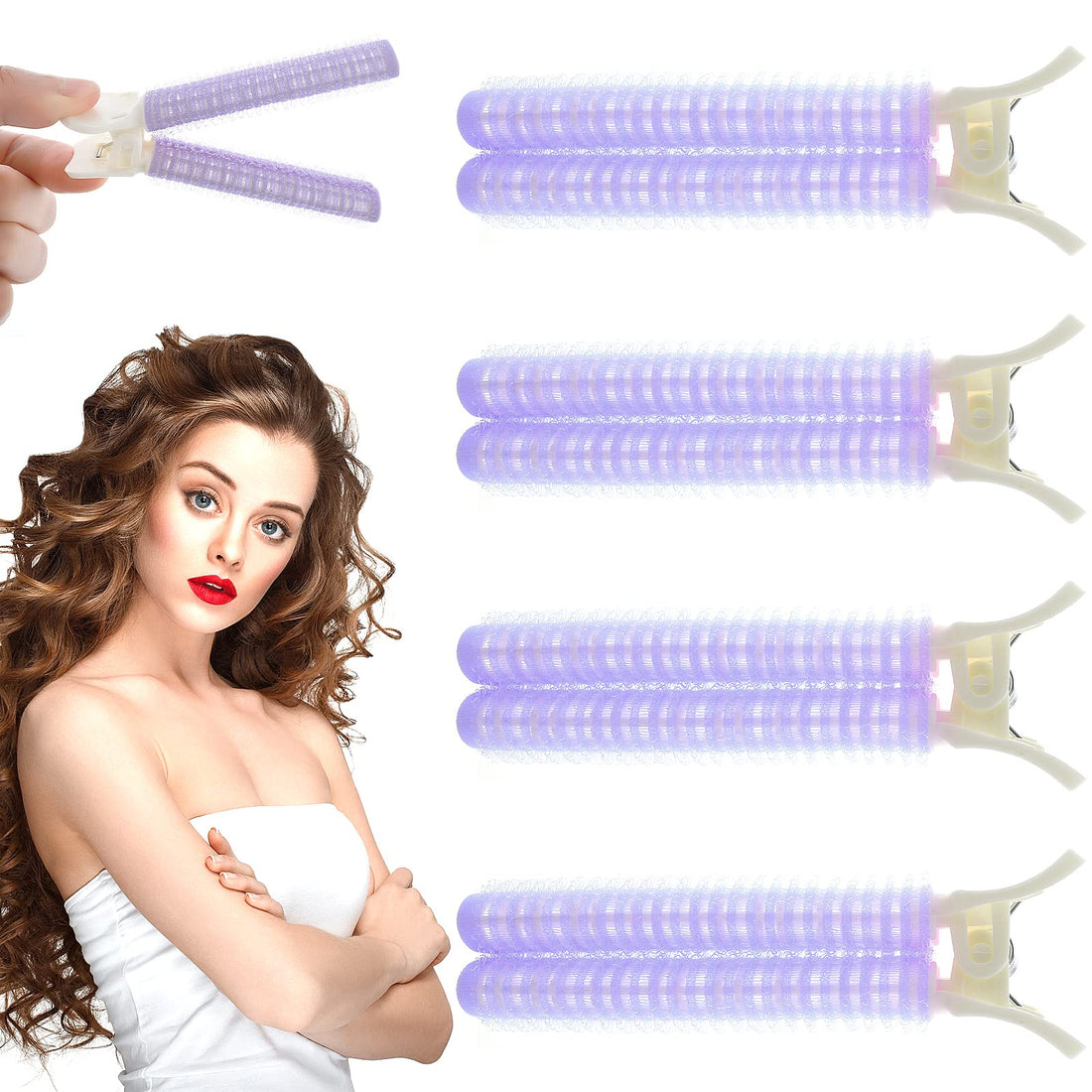 Abeillo 4PCS Volumizing Hair Clips, Volumizing Root Clip for Women, Hair Root Clips for Volume, Curly Hair Root Lift Clips, Fluffy Hair Clip, Heatless Hair Curler Tool (Purple)