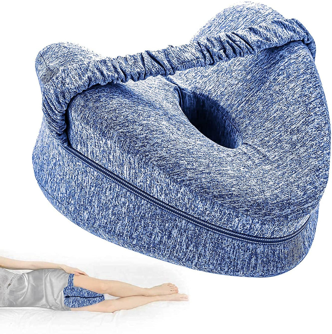 Knee Pillow for Side Sleepers with Elastic Strap, Memory Foam Leg Pillow, Ideal for Spine Alignment, Hip, Back & Joint Pain Relief , for Better Sleeping with Breathable & Washable Cover