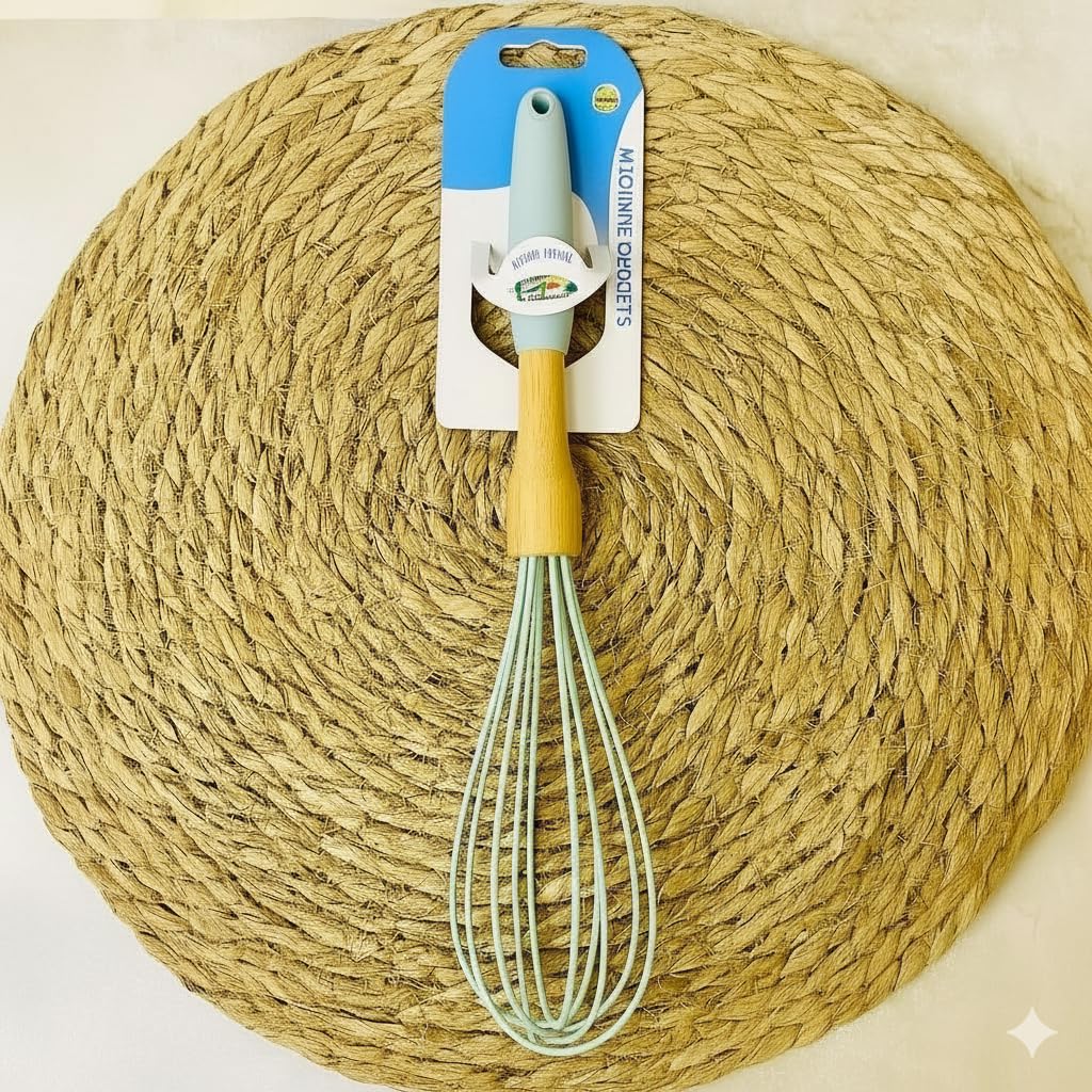 Home Care ZZ-154 Silicone Egg Beater Efficient Kitchen Baking Tool, Wooden Handle, Silicone/Wood