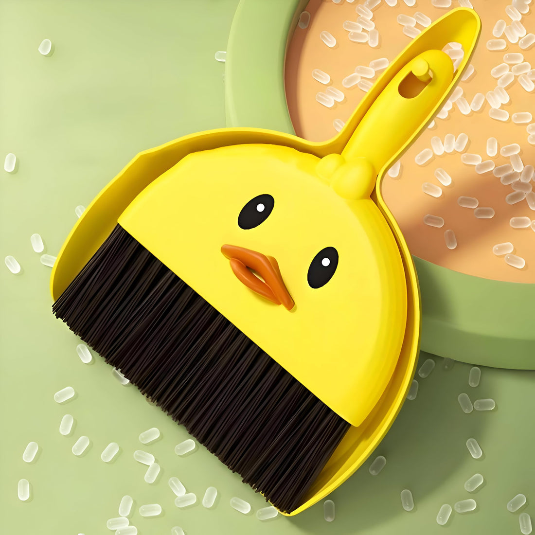 Broom and Dustpan Cartoon Yellow Duck Shape Mini Dustpan Broom Perfect for Removing Dust in Tight and Difficult Spaces Effectively and Easily Get It Now by Bigwei Bell