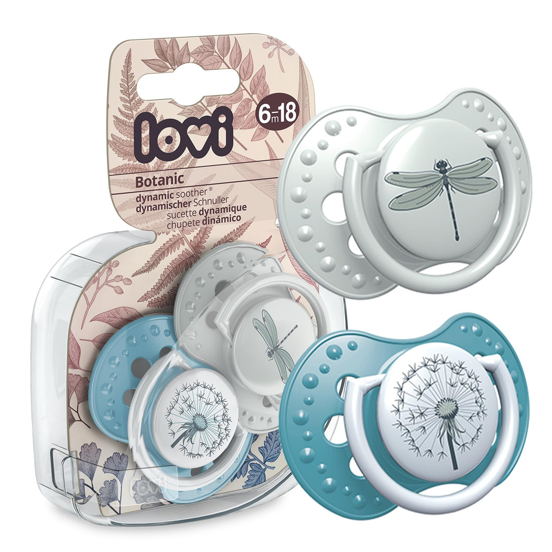 LOVI Silicone Dynamic Soother 6-18m 2 pcs Botanic BOY - 2 Pieces
