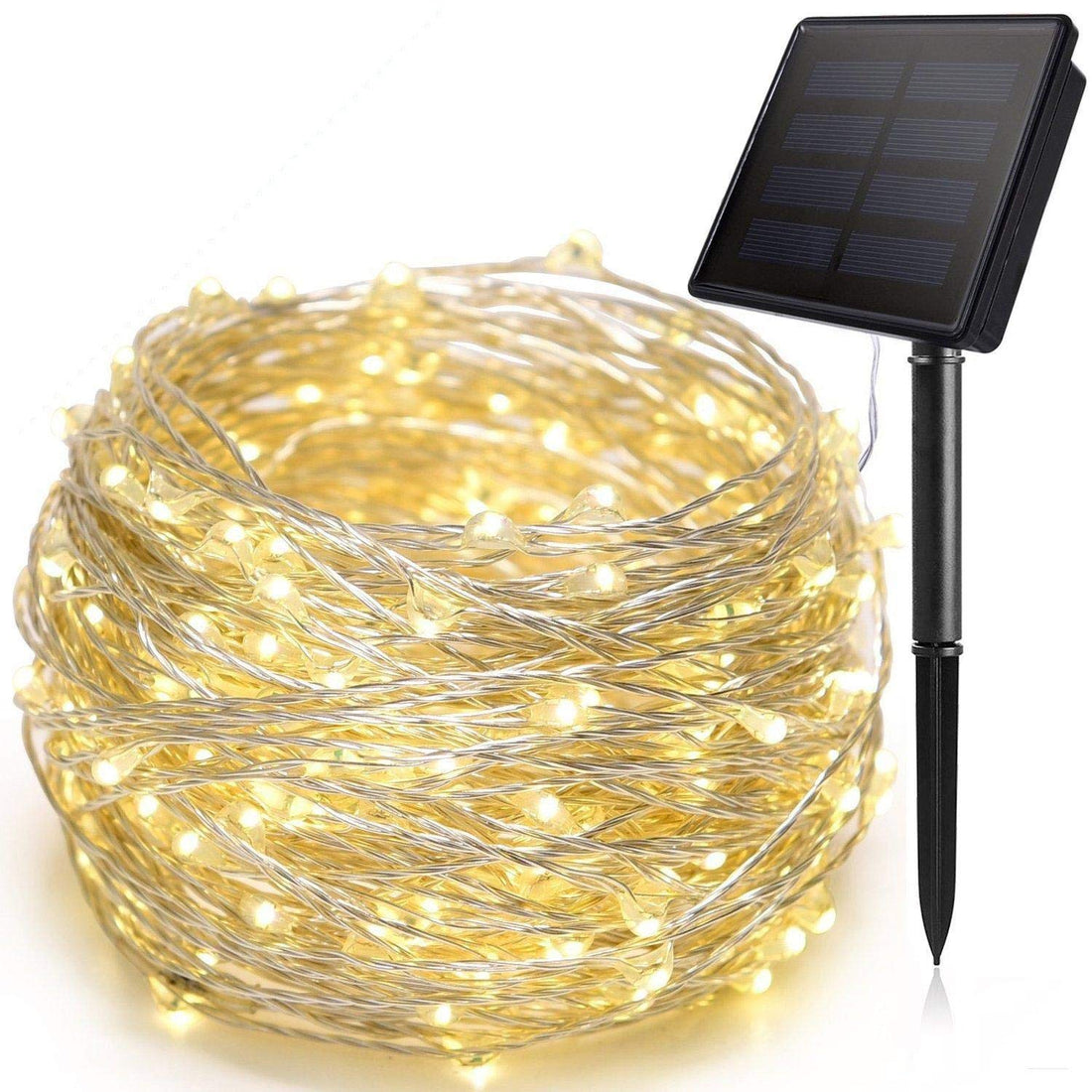 Warm White Solar String Lights, 100 LEDs Copper Wire Fairy Lighting Starry Waterproof Solar String Light for Outdoor Indoor Patio Garden Christmas
