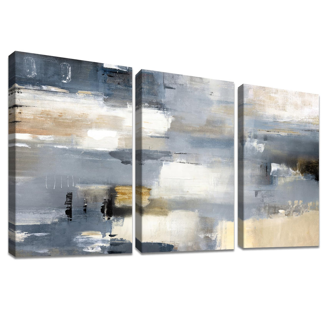HALFLEMART 3 x Wooden Frame Print on Abstract Canvas Wall Art Picture on Canvas Painting Poster Picture Wall Decoration Living Room Home Decorations Ready to Hang 90 x 40 cm (12 x 16 x 3 Pieces)