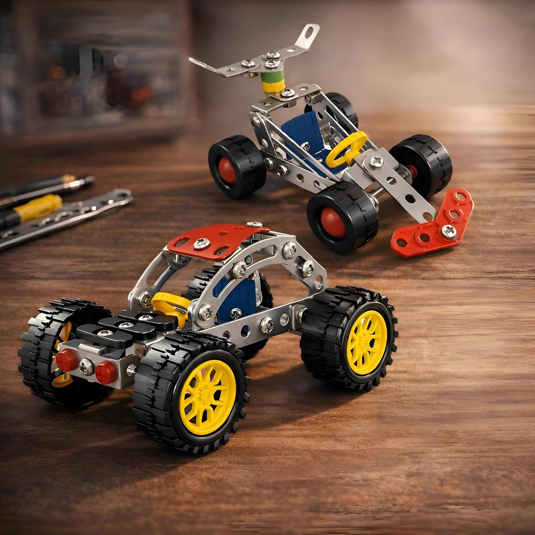 DIY Metal Car Models - Hands-On Engineering Toy for Kids to Assemble and Play with Mechanical Vehicles, No Batteries Needed (model 2)