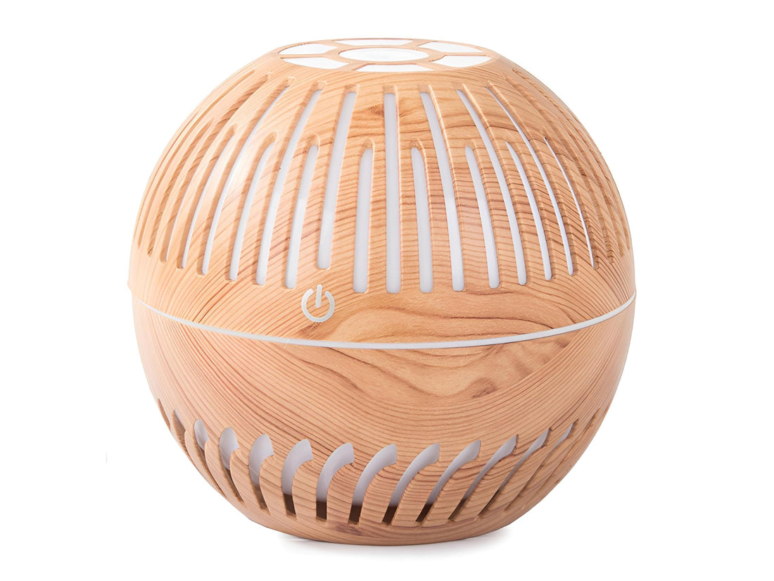 mobigon Wood Cool Mist Ultrasonic Humidifier for Room Moisture, Aroma Diffuser for Home, 400ml Essential Oil Diffuser with 7 Colorful Night Light, Auto Shut-Off, Home, Office, (A.Light Woody)