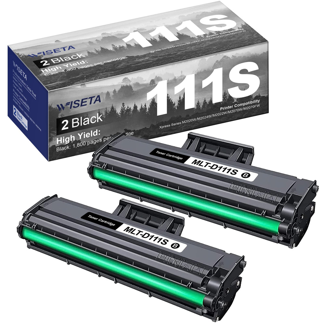 pack of 2 MLT-D111S Toner for SL-M2020W SL-M2070W/FW - Compatible Toner Cartridge Replacement for Samsung 111S 111L MLT-D111S MLT-D111L Compatible with Xpress M2022W M224W M2070FW M2070W Printer