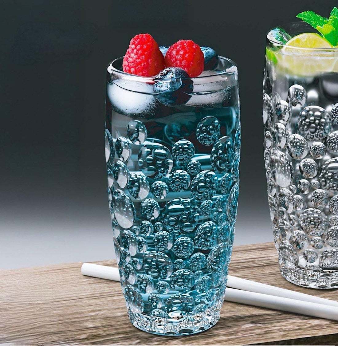 City Glass Candy Mug Set | 6 Pieces Large water bubbles, For juice, cocktail, water, Cappuccino or Nescafe | Clear and Elegant 320 ml (Candy)
