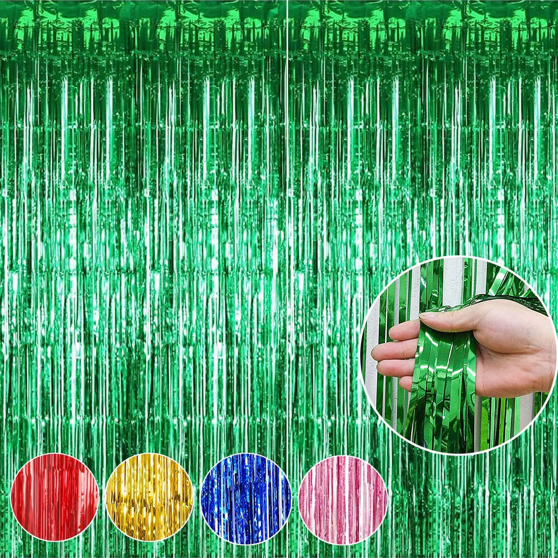 Acehome Tinsel Foil Fringe Curtains, 2 Packs Metallic Streamers Backdrop Aluminum Foil Stripe Curtain, 1 x 2 boy toys, girl toys, birthday gift, Christmas gift, growth, fun, for kids.