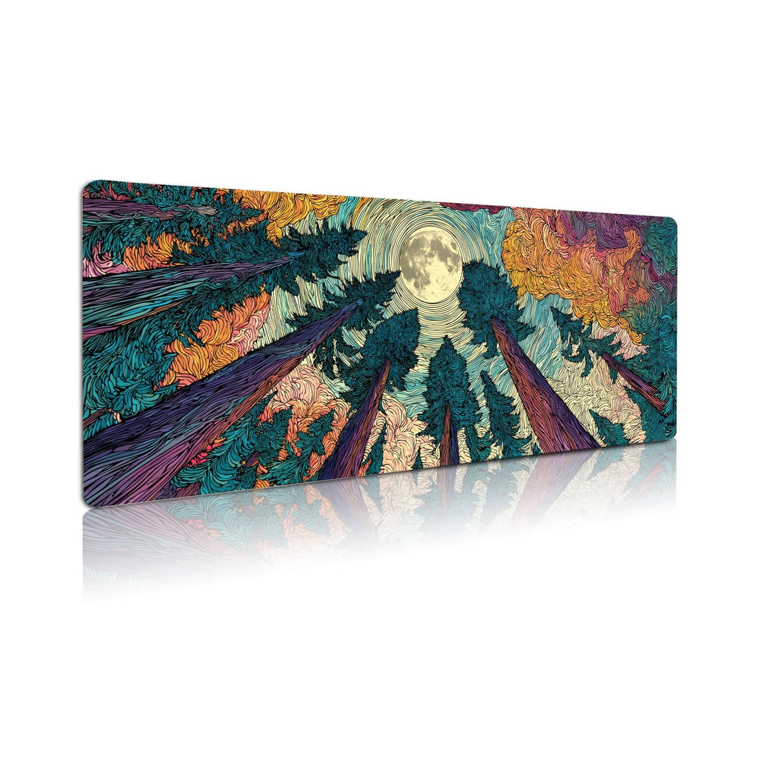 Extended Gaming Mouse Pad, Large Mouse Mat 3 mm Nature Rubber Base Mousepad with Stitched Edges, Non-Slip Desk Mat for Office Home Great Gift 31.5x11.8 Inch (Starry Forest 2)