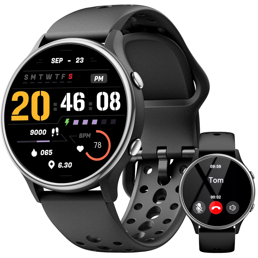 KEEPONFIT Smart Watches for Women, Fitness Tracker with Heart Rate & SpO2 Monitor, IP67 Waterproof Activity Tracker for Men & Women, Smart Sports Watch for Android & iOS (Black)
